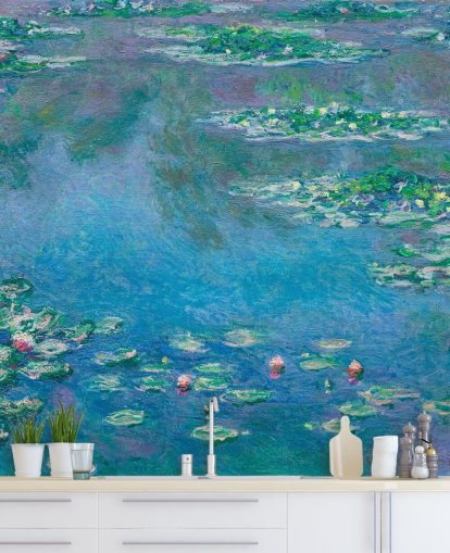 kunstvægmaleri kaldet Vandliljer af Claude Monet til soveværelser og stuer kunstvægmaleri kaldet Vandliljer af Claude Monet til soveværelser og stuer