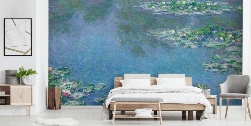 fine art muurschildering genaamd Water Lilies van Claude Monet voor slaapkamers en woonkamers