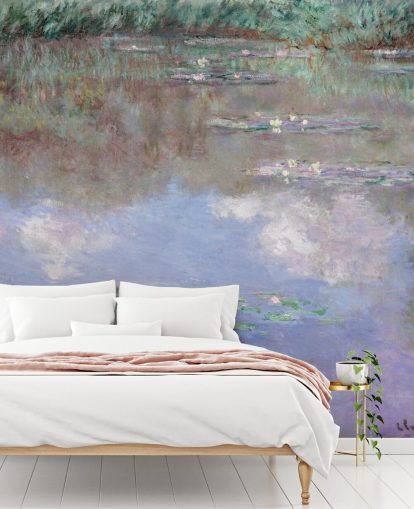 mural de papel pintado de bellas artes llamado Reflejos de nubes en el estanque de nenúfares de Monet mural de papel pintado de bellas artes llamado Reflejos de nubes en el estanque de nenúfares de Monet