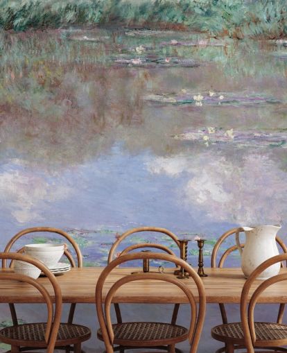 fine art wallpaper mural called Reflections of Clouds on the Water-Lily Pond by Monet fine art wallpaper mural called Reflections of Clouds on the Water-Lily Pond by Monet