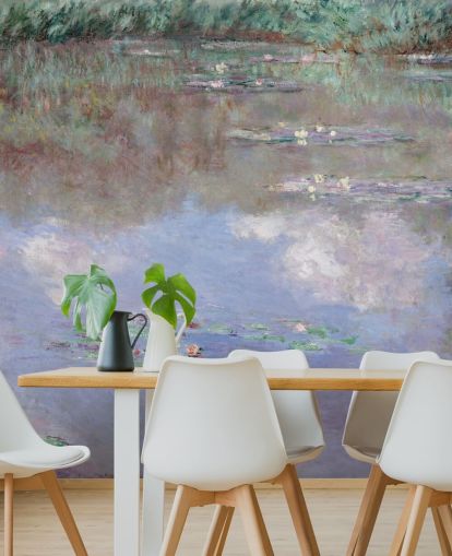 kunstbehangmuurschildering genaamd Reflections of Clouds on the Water-Lily Pond van Monet