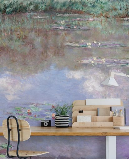 kunsttapet vægmaleri kaldet Reflections of Clouds on the WaterLily Pond af Monet kunsttapet vægmaleri kaldet Reflections of Clouds on the WaterLily Pond af Monet