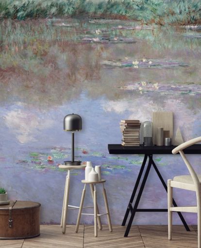 kunsttapet veggmaleri kalt Reflections of Clouds on the Water-Lily Pond av Monet
