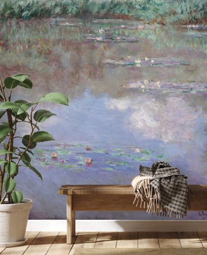 kunsttapet vægmaleri kaldet Reflections of Clouds on the WaterLily Pond af Monet