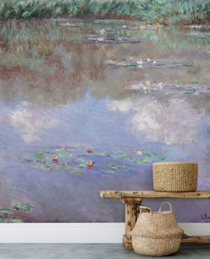 kunsttapet veggmaleri kalt Reflections of Clouds on the Water-Lily Pond av Monet