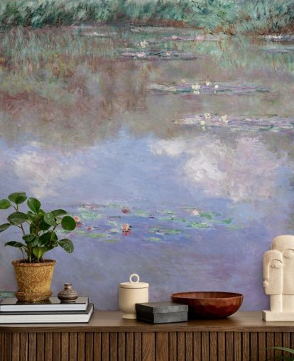 kunsttapet vægmaleri kaldet Reflections of Clouds on the WaterLily Pond af Monet kunsttapet vægmaleri kaldet Reflections of Clouds on the WaterLily Pond af Monet