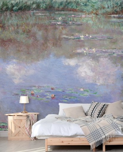 kunsttapet vægmaleri kaldet Reflections of Clouds on the WaterLily Pond af Monet