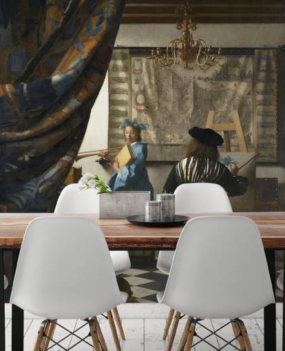 fine art wallpaper mural called The Allegory of Painting by Johannes Vermeer