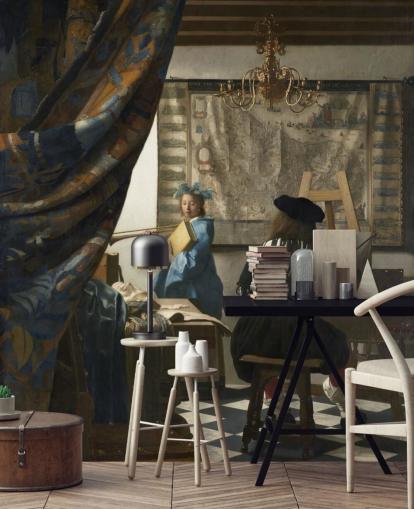 mural de papel pintado de bellas artes llamado La alegoría de la pintura de Johannes Vermeer mural de papel pintado de bellas artes llamado La alegoría de la pintura de Johannes Vermeer