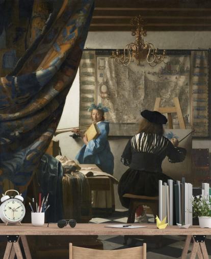 fine art wallpaper mural called The Allegory of Painting by Johannes Vermeer fine art wallpaper mural called The Allegory of Painting by Johannes Vermeer