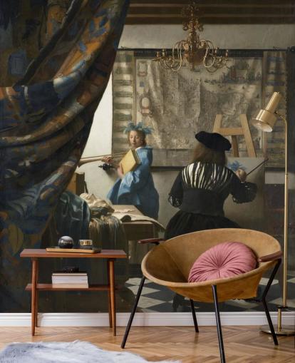 fine art wallpaper mural called The Allegory of Painting by Johannes Vermeer
