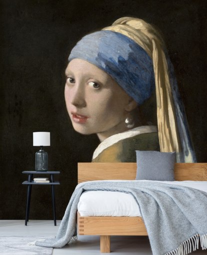papier peint mural d'art intitulé Girl with a Pearl Earring de Vermeer pour les chambres, les salons et les cuisines