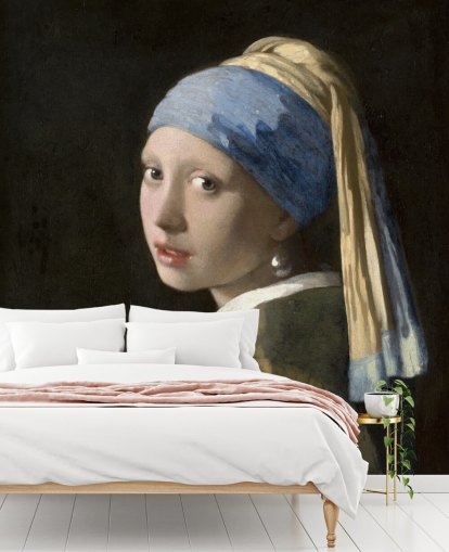 Kunsttapete „Das Mädchen mit dem Perlenohrring“ von Vermeer für Schlafzimmer, Wohnzimmer und Küche
