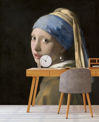carta da parati fine art chiamata Girl with a Pearl Earring di Vermeer per camere da letto, salotti e cucine