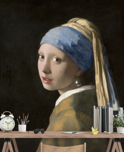 Kunsttapete „Das Mädchen mit dem Perlenohrring“ von Vermeer für Schlafzimmer, Wohnzimmer und Küche