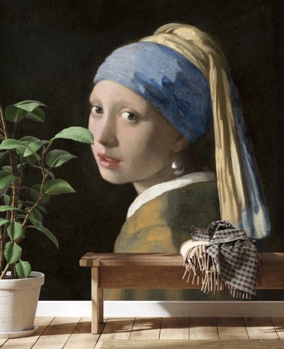 fine art wallpaper mural called Girl with a Pearl Earring by Vermeer for bedrooms, living rooms and kitchens fine art wallpaper mural called Girl with a Pearl Earring by Vermeer for bedrooms, living rooms and kitchens