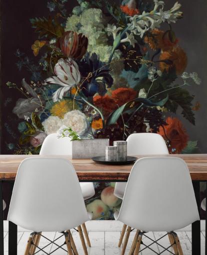 floral wallpaper called Still Life with Flowers and Fruit (1715) by Jan van Huysum for bedrooms and 