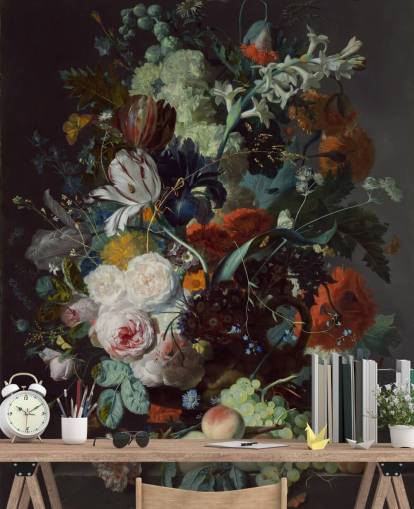 floral wallpaper called Still Life with Flowers and Fruit (1715) by Jan van Huysum for bedrooms and 