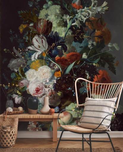floral wallpaper called Still Life with Flowers and Fruit (1715) by Jan van Huysum for bedrooms and 