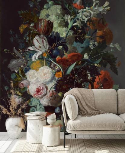 floral wallpaper called Still Life with Flowers and Fruit (1715) by Jan van Huysum for bedrooms and 