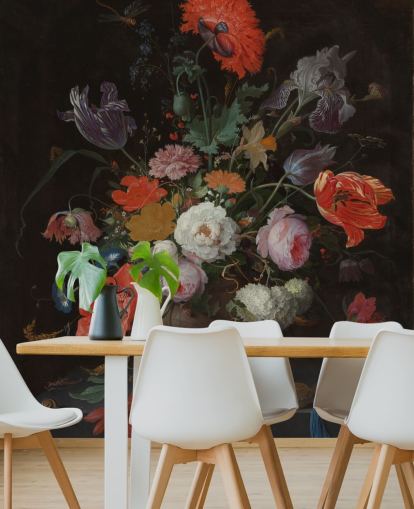 papier peint d'art floral appelé Still Life with Flowers and a Watch d'Abraham Mignon pour les salons et les chambres papier peint d'art floral appelé Still Life with Flowers and a Watch d'Abraham Mignon pour les salons et les chambres