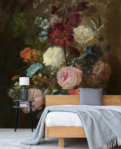 blomstertapet veggmaleri kalt Vase of Flowers III av Jan van Huysum for bedrifter og hjem