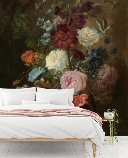 mural de papel de parede floral chamado Vase of Flowers III de Jan van Huysum para empresas e residências mural de papel de parede floral chamado Vase of Flowers III de Jan van Huysum para empresas e residências