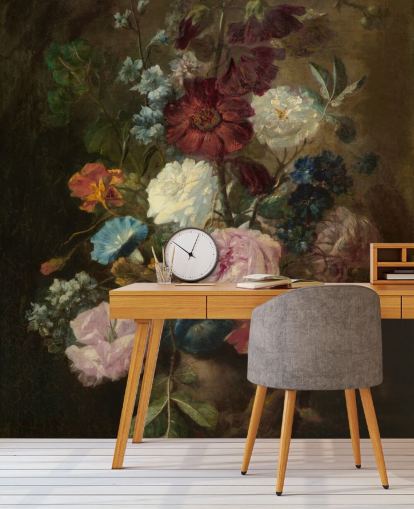 mural de papel pintado floral llamado Jarrón de flores III de Jan van Huysum para empresas y hogares