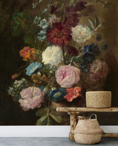 Jan van Huysumin kukkatapettiseinämaalaus nimeltä Vase of Flowers III yrityksille ja kodeille
