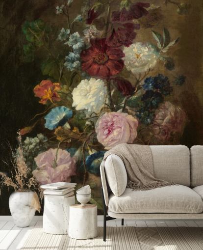 bloemenbehang muurschildering genaamd Vase of Flowers III van Jan van Huysum voor bedrijven en woningen