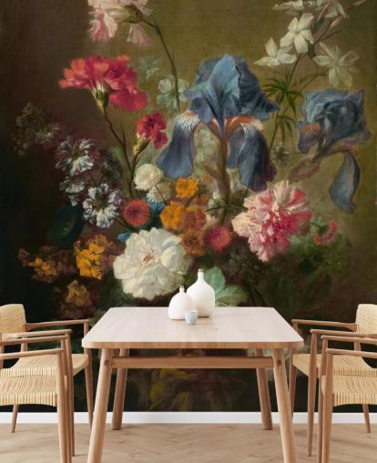 papier peint floral appelé Vase of Flowers IV de Jan van Huysum pour les salons et les chambres