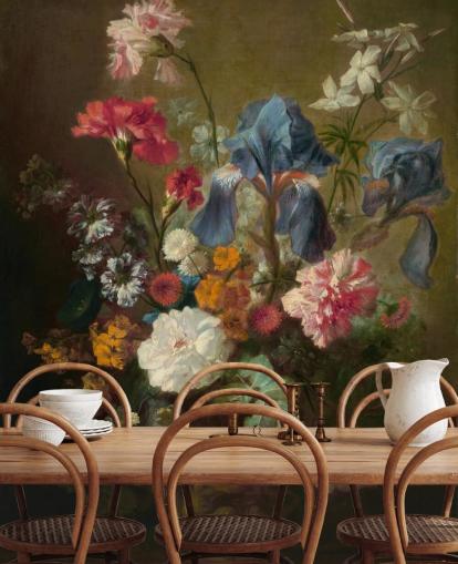 mural de papel pintado floral llamado Jarrón de flores IV de Jan van Huysum para salones y dormitorios