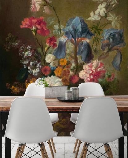 papier peint floral appelé Vase of Flowers IV de Jan van Huysum pour les salons et les chambres