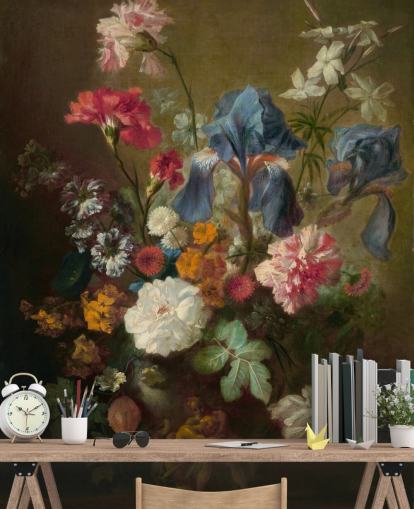 papier peint floral appelé Vase of Flowers IV de Jan van Huysum pour les salons et les chambres
