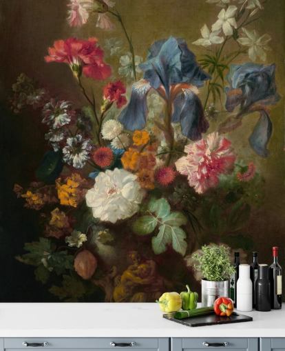 Blumentapete namens Vase of Flowers IV von Jan van Huysum für Wohn- und Schlafzimmer Blumentapete namens Vase of Flowers IV von Jan van Huysum für Wohn- und Schlafzimmer