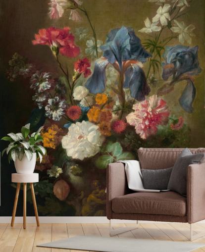 mural de papel de parede floral chamado Vase of Flowers IV de Jan van Huysum para salões e quartos mural de papel de parede floral chamado Vase of Flowers IV de Jan van Huysum para salões e quartos