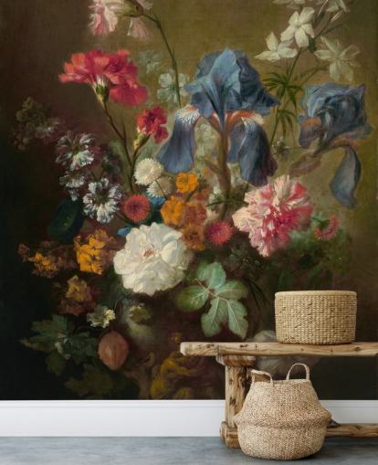 blomstertapet veggmaleri kalt Vase of Flowers IV av Jan van Huysum for salonger og soverom