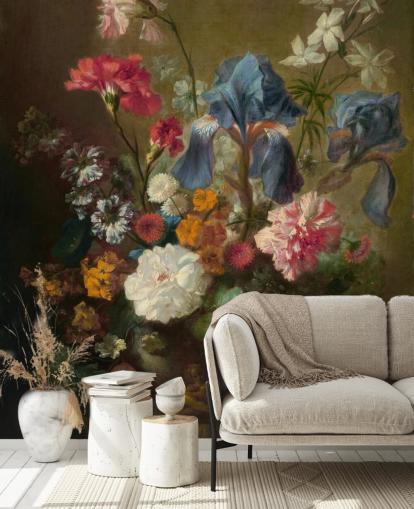Blumentapete namens Vase of Flowers IV von Jan van Huysum für Wohn- und Schlafzimmer