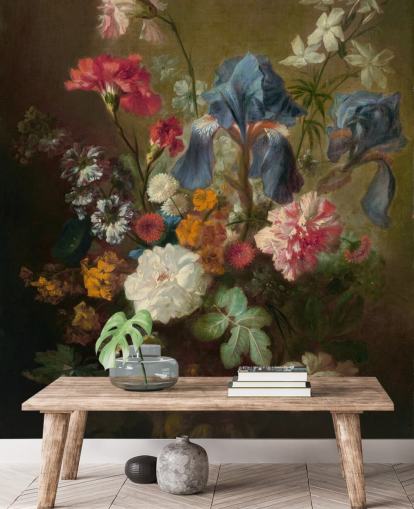 carta da parati murale floreale chiamata Vase of Flowers IV di Jan van Huysum per salotti e camere da letto