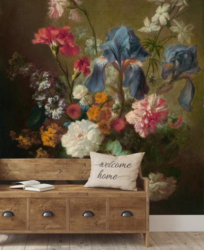 bloemenbehang met de naam Vase of Flowers IV van Jan van Huysum voor woon- en slaapkamers