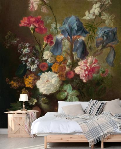mural de papel de parede floral chamado Vase of Flowers IV de Jan van Huysum para salões e quartos