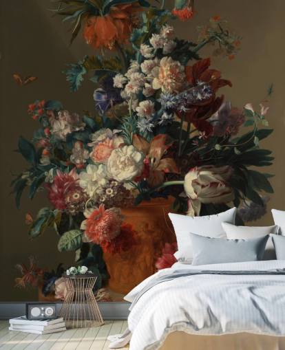 Blumentapete namens Vase of Flowers II von Jan van Huysum für Schlafzimmer Blumentapete namens Vase of Flowers II von Jan van Huysum für Schlafzimmer