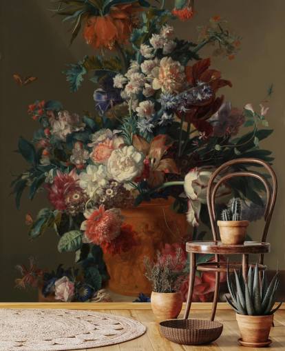 mural de papel de parede floral chamado Vase of Flowers II de Jan van Huysum para quartos