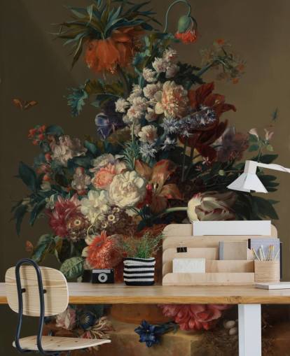 mural de papel de parede floral chamado Vase of Flowers II de Jan van Huysum para quartos mural de papel de parede floral chamado Vase of Flowers II de Jan van Huysum para quartos