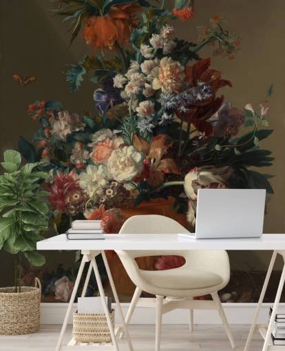 mural de papel de parede floral chamado Vase of Flowers II de Jan van Huysum para quartos