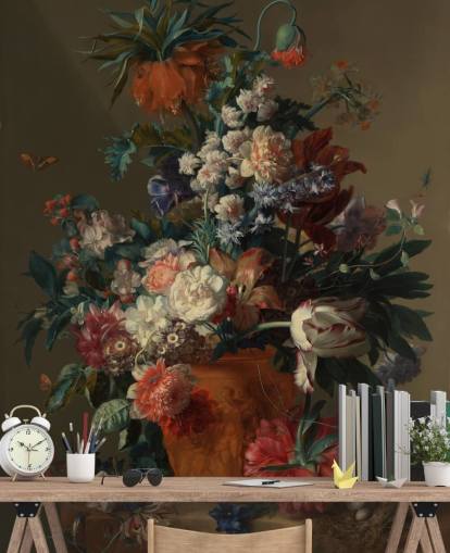 papier peint floral appelé Vase of Flowers II de Jan van Huysum pour les chambres