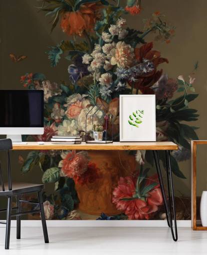 Blumentapete namens Vase of Flowers II von Jan van Huysum für Schlafzimmer Blumentapete namens Vase of Flowers II von Jan van Huysum für Schlafzimmer