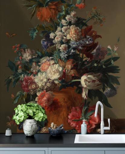 papier peint floral appelé Vase of Flowers II de Jan van Huysum pour les chambres