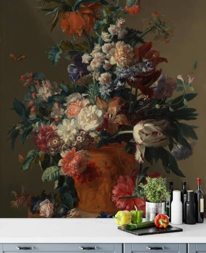 papier peint floral appelé Vase of Flowers II de Jan van Huysum pour les chambres