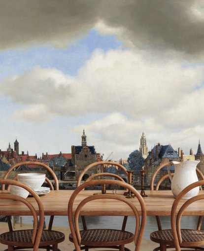 carta da parati fine art chiamata View of Delft di Johannes Vermeer per camere da letto e salotti carta da parati fine art chiamata View of Delft di Johannes Vermeer per camere da letto e salotti